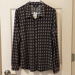 Jones New York Black Combo Button Down Shirt NWT